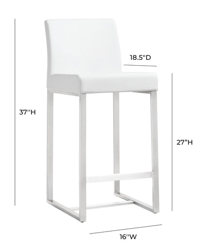 Denmark Performance Vegan Leather Stool with Silver Base - Set of 2