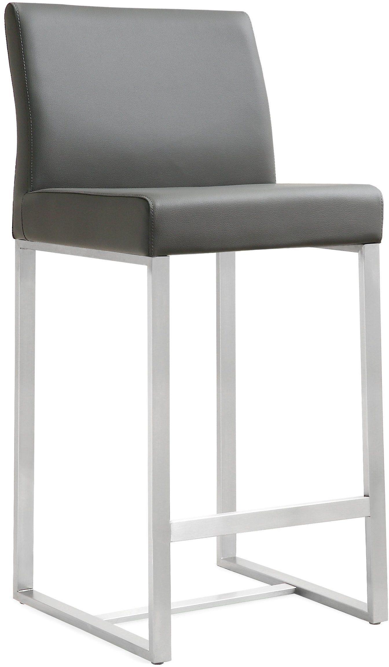 Denmark Performance Vegan Leather Stool with Silver Base - Set of 2