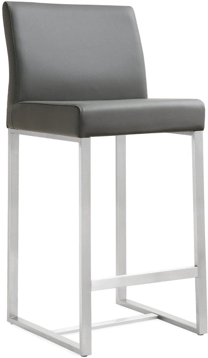Denmark Performance Vegan Leather Stool with Silver Base - Set of 2