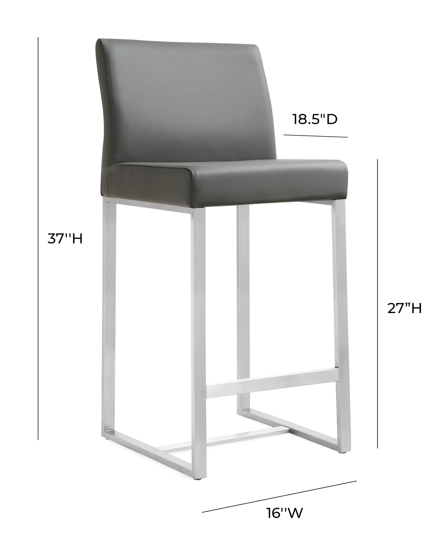 Denmark Performance Vegan Leather Stool with Silver Base - Set of 2