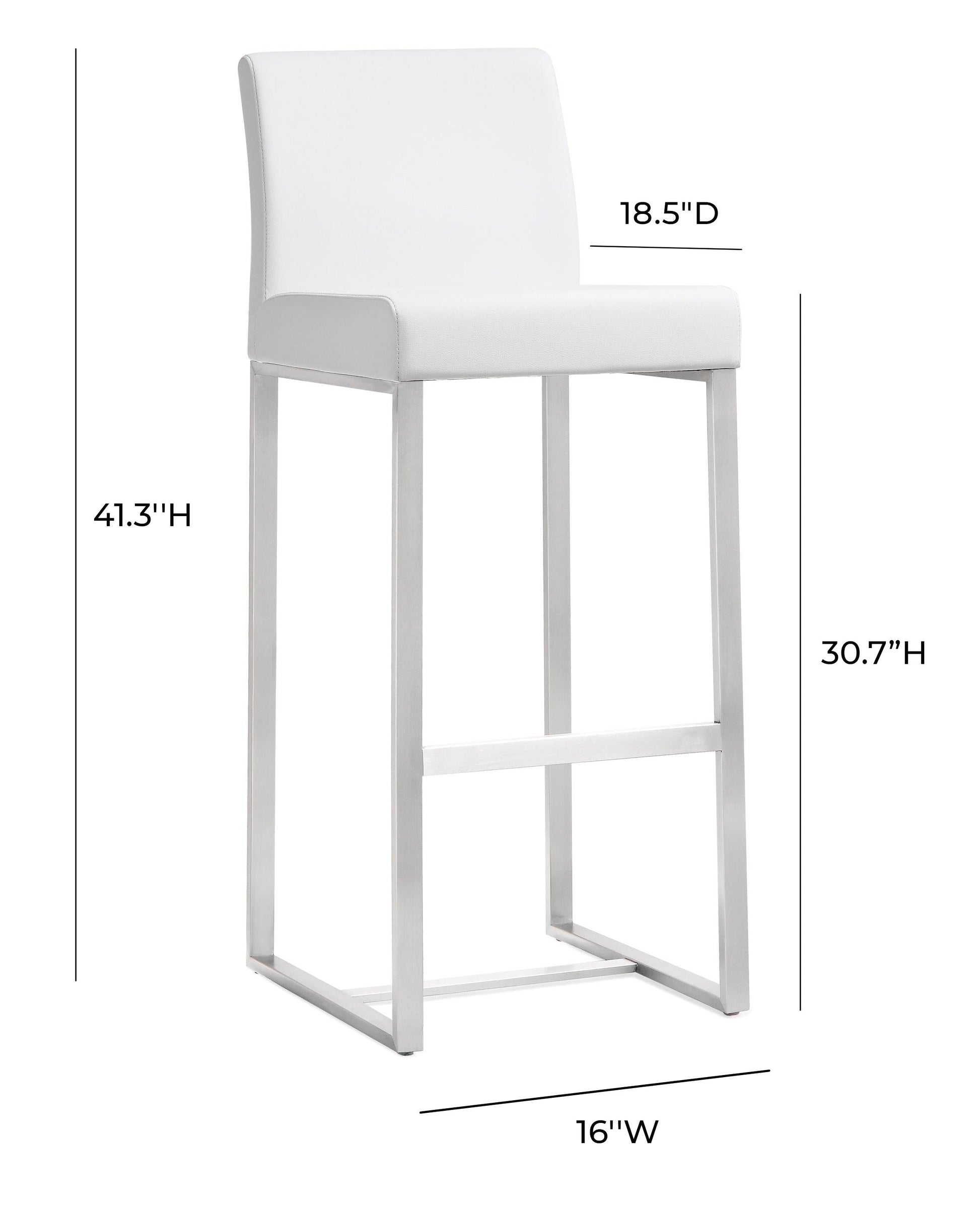Denmark Performance Vegan Leather Stool with Silver Base - Set of 2