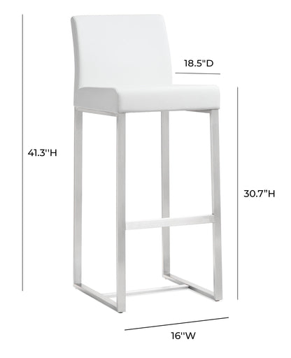 Denmark Performance Vegan Leather Stool with Silver Base - Set of 2