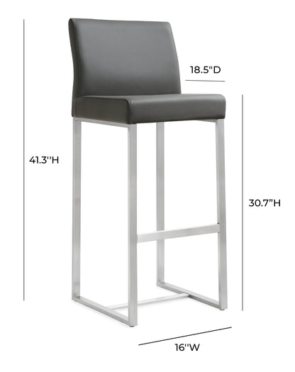 Denmark Performance Vegan Leather Stool with Silver Base - Set of 2