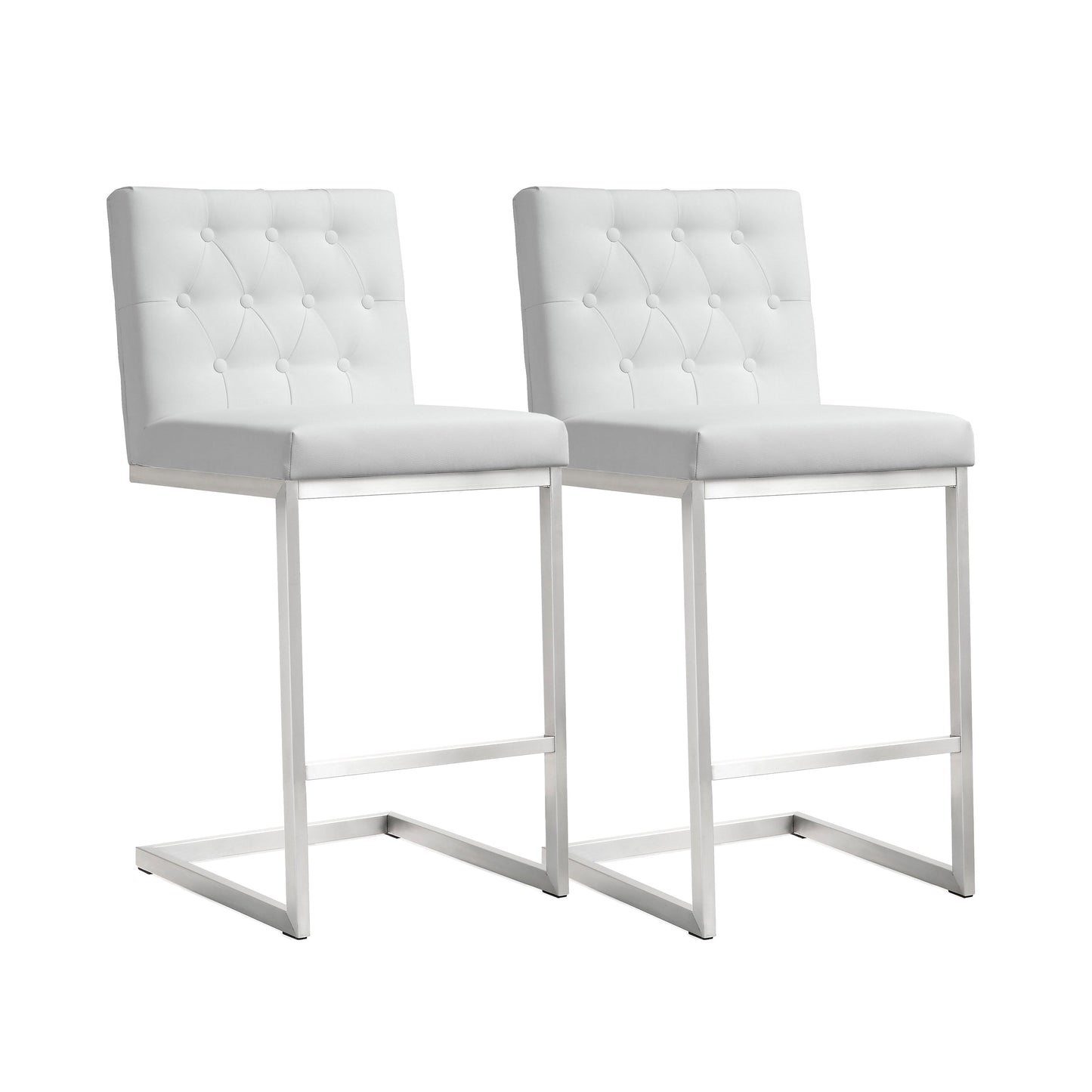 Helsinki White Performance Vegan Leather Stool - Set of 2