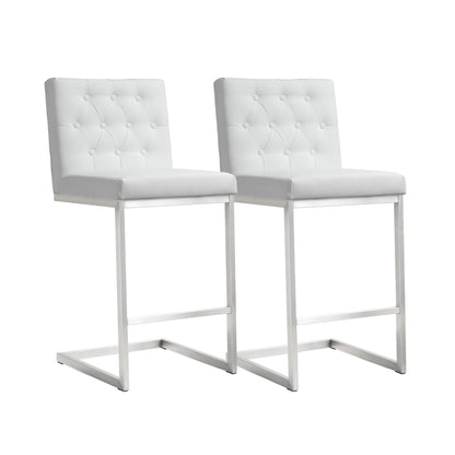 Helsinki White Performance Vegan Leather Stool - Set of 2