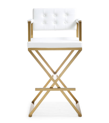 Director Performance Vegan Leather Stool with Gold Base