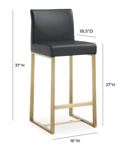 Denmark Performance Vegan Leather Stool with Gold Base - Set of 2