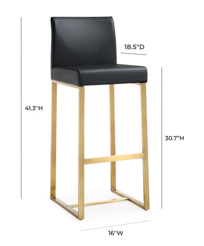 Denmark Performance Vegan Leather Stool with Gold Base - Set of 2