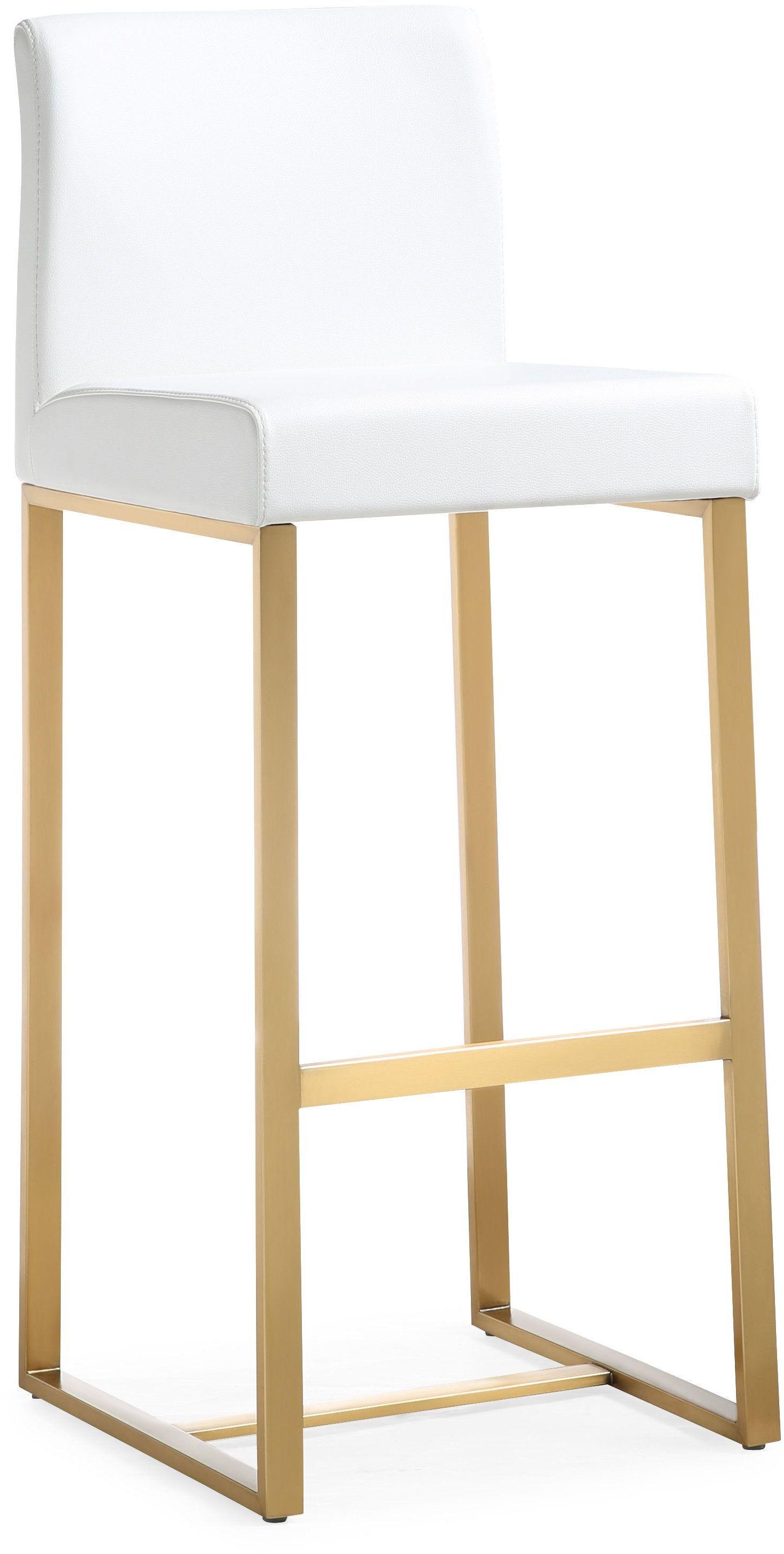 Denmark Performance Vegan Leather Stool with Gold Base - Set of 2