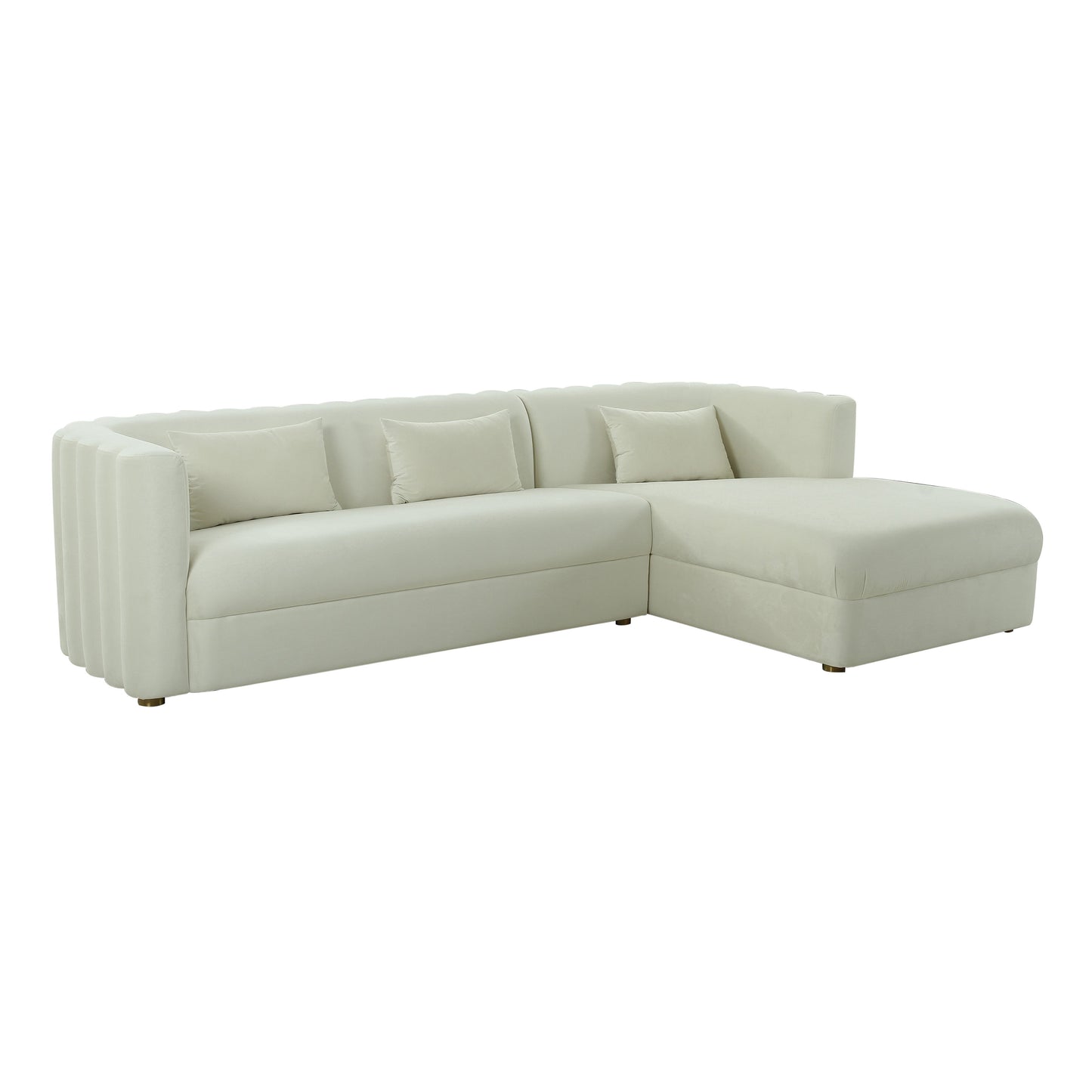 Callie 2-Piece Performance Velvet L-Shaped Sectional - Cream / RAF