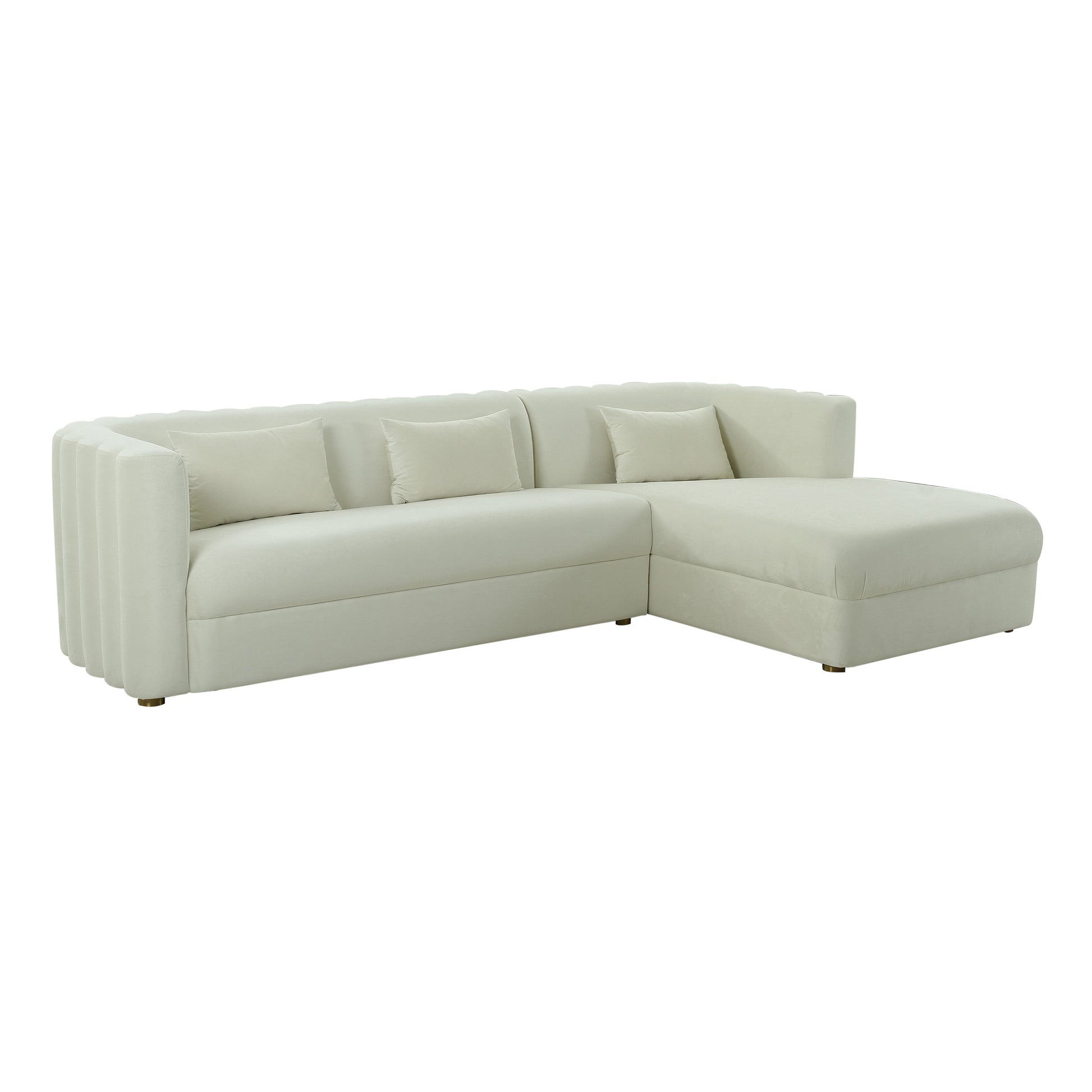 Callie 2-Piece Performance Velvet L-Shaped Sectional - Cream / RAF