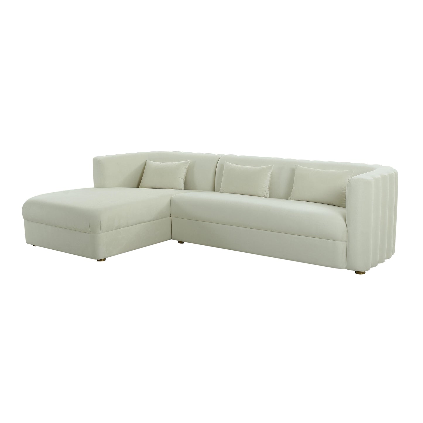 Callie 2-Piece Performance Velvet L-Shaped Sectional - Cream / LAF