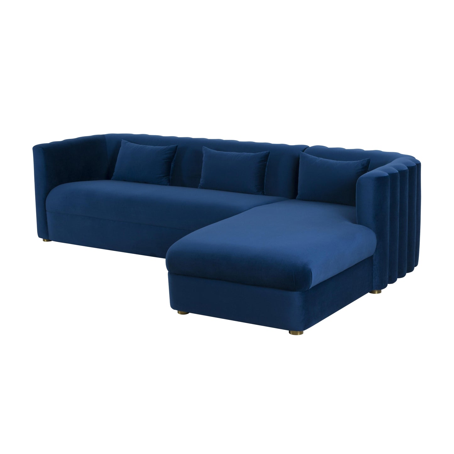 Callie 2-Piece Performance Velvet L-Shaped Sectional - Navy / RAF