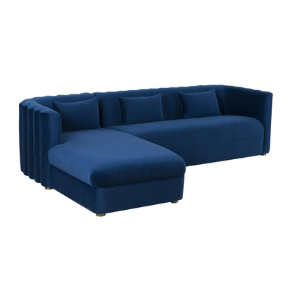 Callie 2-Piece Performance Velvet L-Shaped Sectional - Navy / LAF