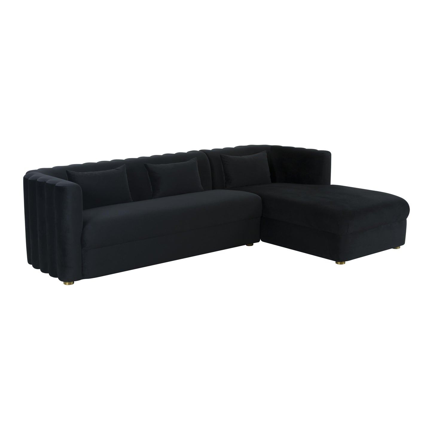 Callie 2-Piece Performance Velvet L-Shaped Sectional - Black / RAF