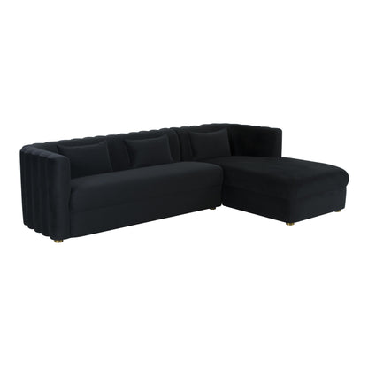 Callie 2-Piece Performance Velvet L-Shaped Sectional - Black / RAF