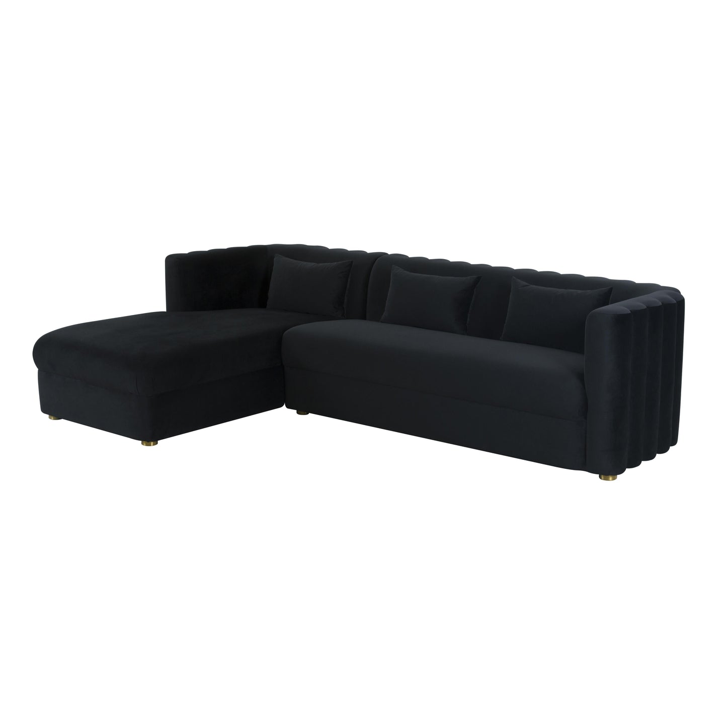 Callie 2-Piece Performance Velvet L-Shaped Sectional - Black / LAF