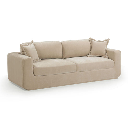 Miri 90.5" Upcycled Contract-Grade Washed Velvet Sofa - Sand