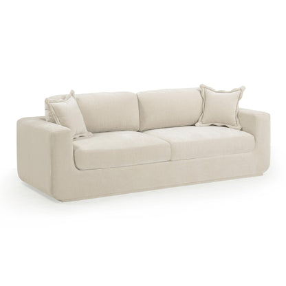 Miri 90.5" Upcycled Contract-Grade Washed Velvet Sofa - Cream