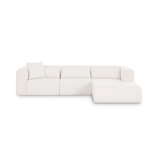 Tarra 3-Piece Cream Performance Chenille Modular Sectional - RAF