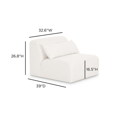 Tarra Cream Performance Chenille Modular Armless Chair