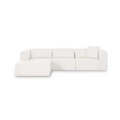 Tarra 3-Piece Cream Performance Chenille Modular Sectional - LAF