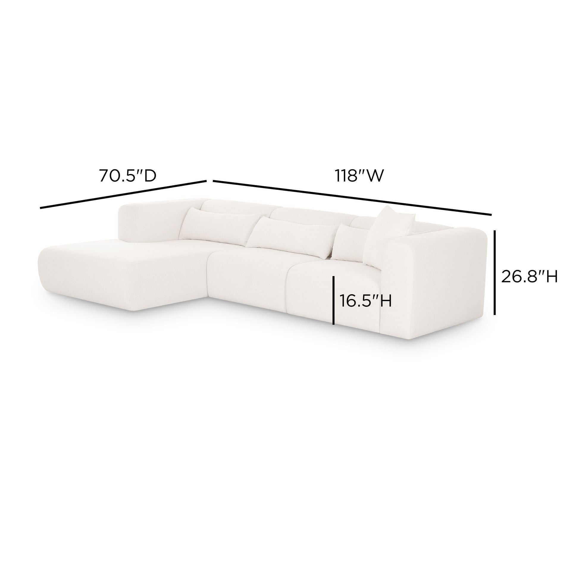 Tarra 3-Piece Cream Performance Chenille Modular Sectional