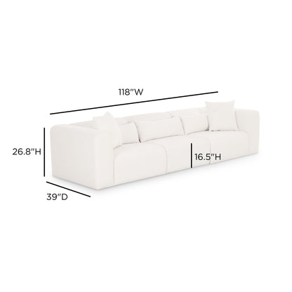 Tarra 118" Cream Performance Chenille Modular Sofa