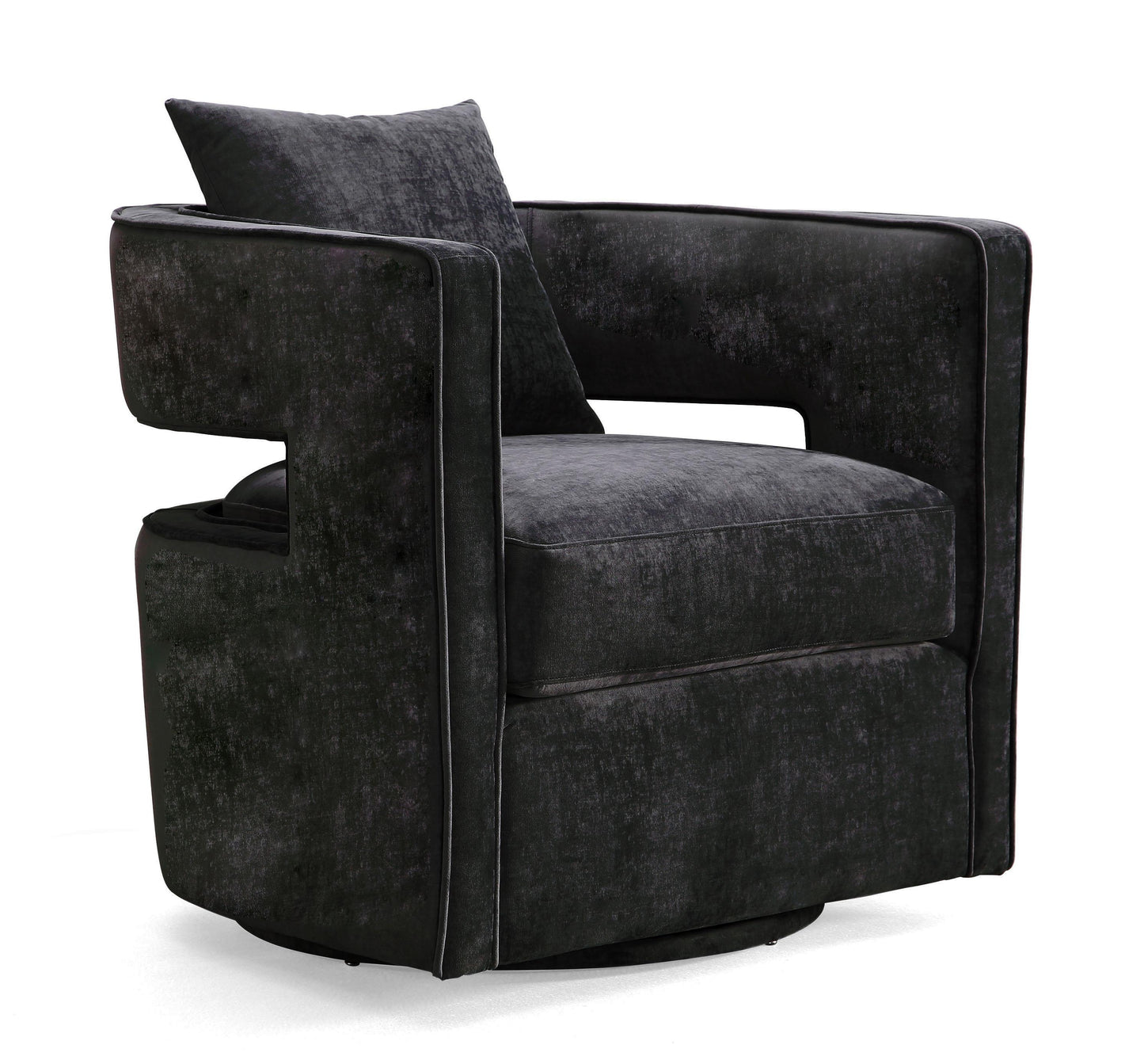 Kennedy Performance Velvet Swivel Accent Chair - Black