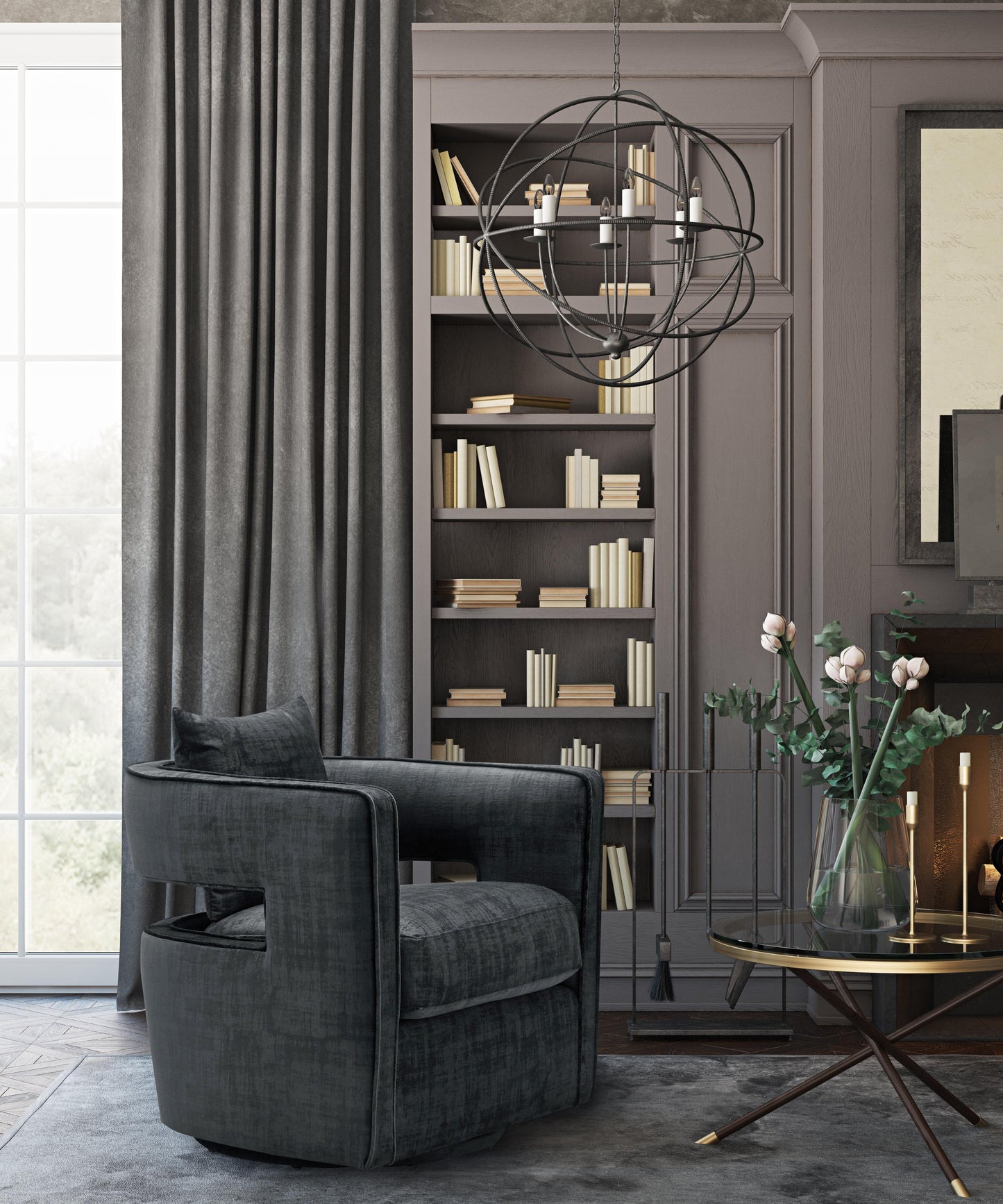 Kennedy Performance Velvet Swivel Accent Chair