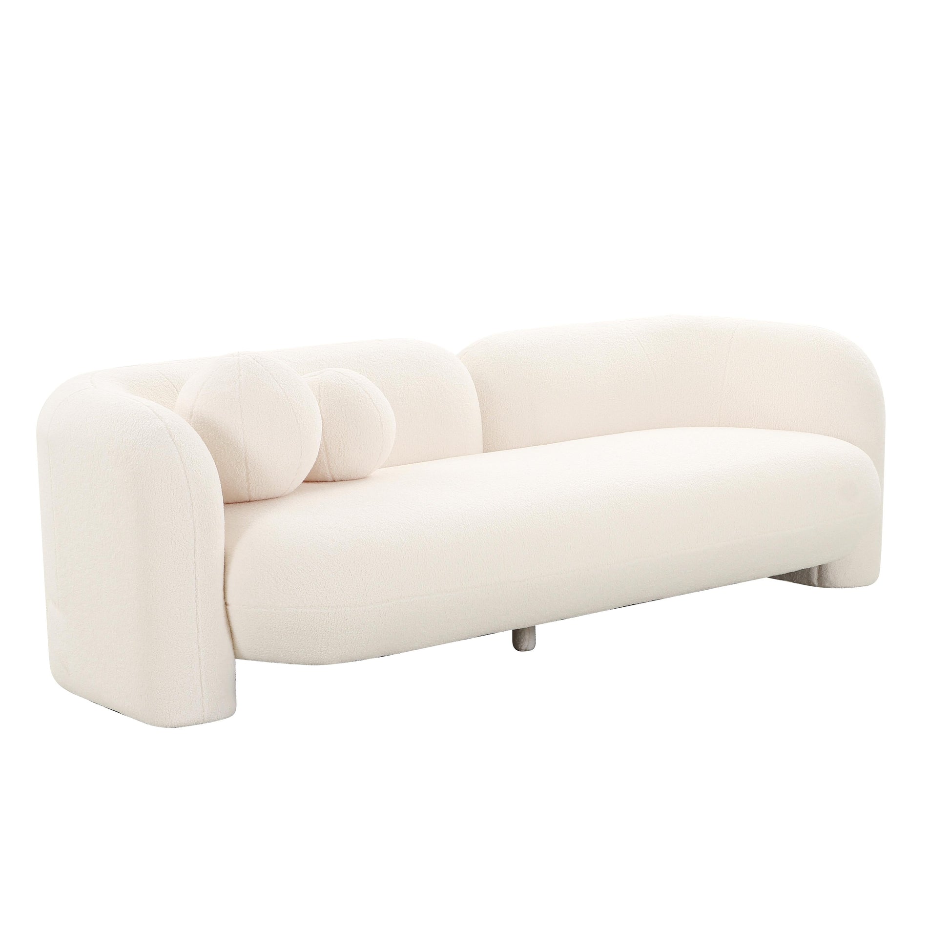 Amelie 91" Contract-Grade Faux Fur Sofa - Cream