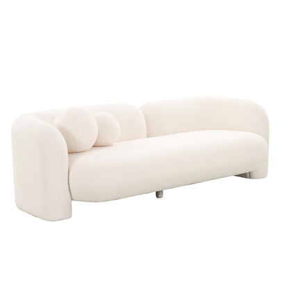 Amelie 91" Contract-Grade Faux Fur Sofa - Cream