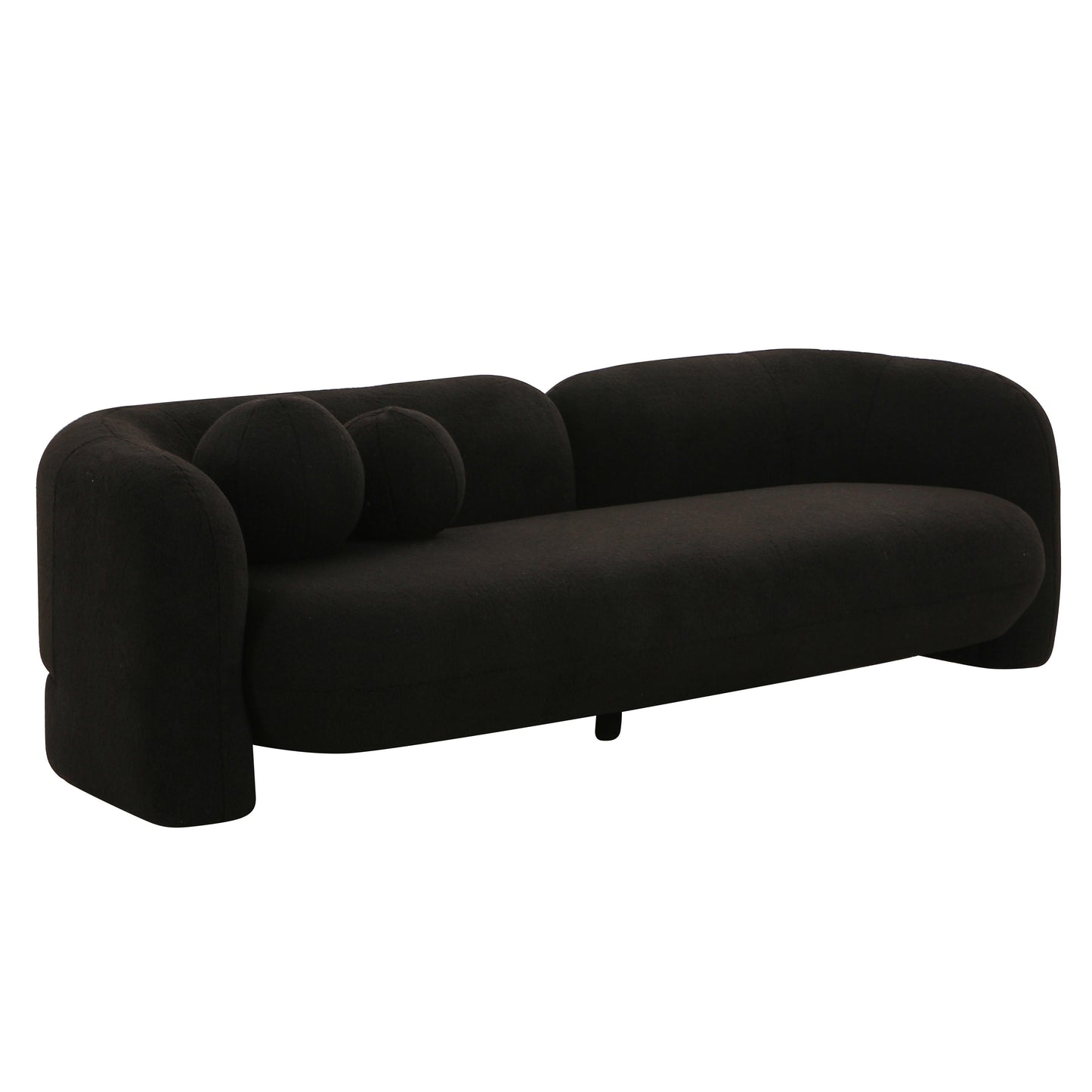 Amelie 91" Contract-Grade Faux Fur Sofa - Black