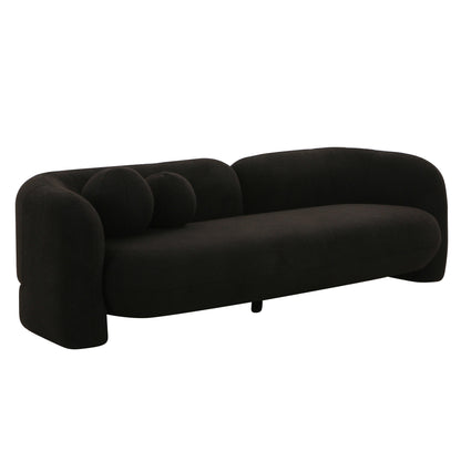 Amelie 91" Contract-Grade Faux Fur Sofa - Black