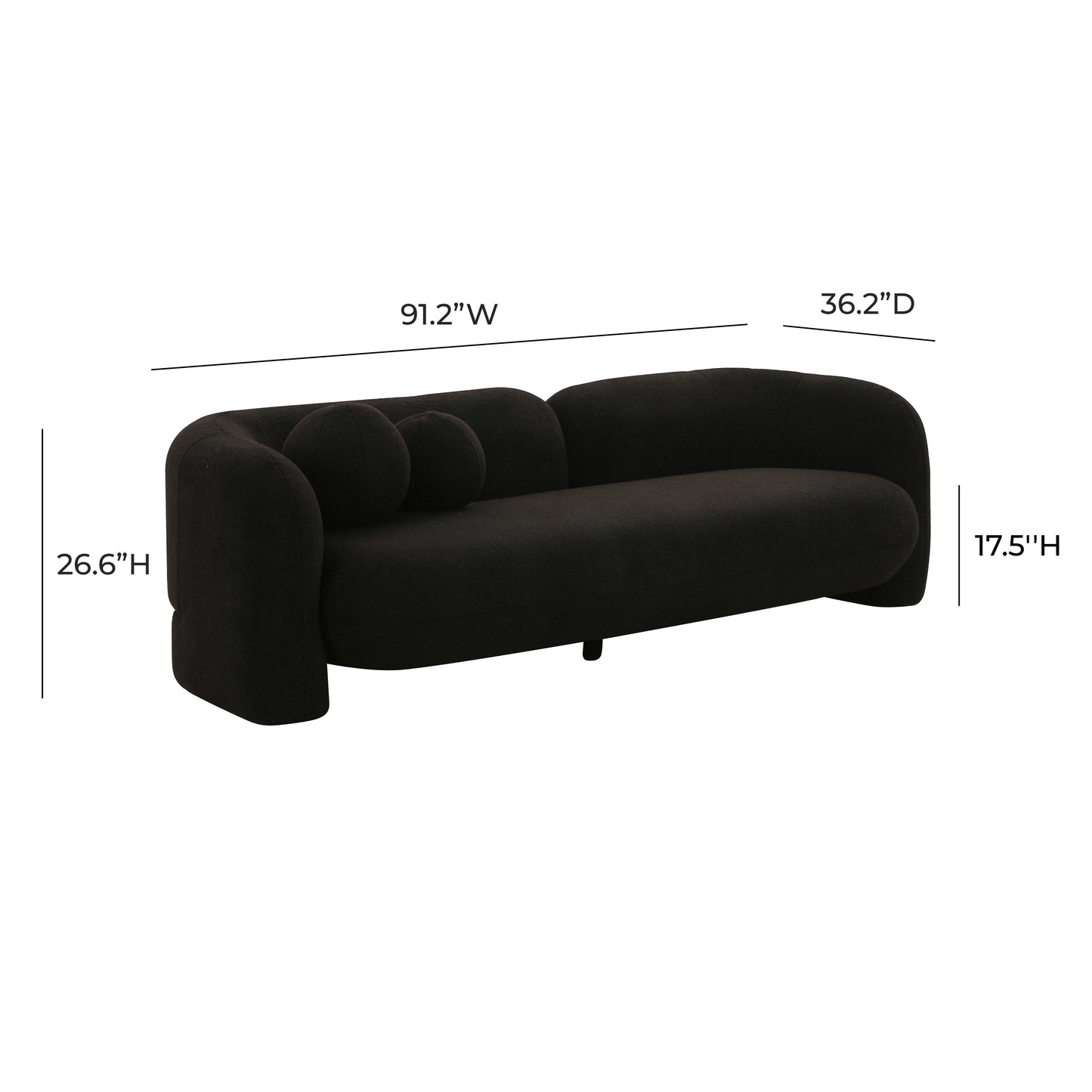 Amelie 91" Contract-Grade Faux Fur Sofa