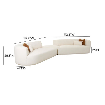 Fickle 3-Piece Cream Performance Boucle Modular Sectional