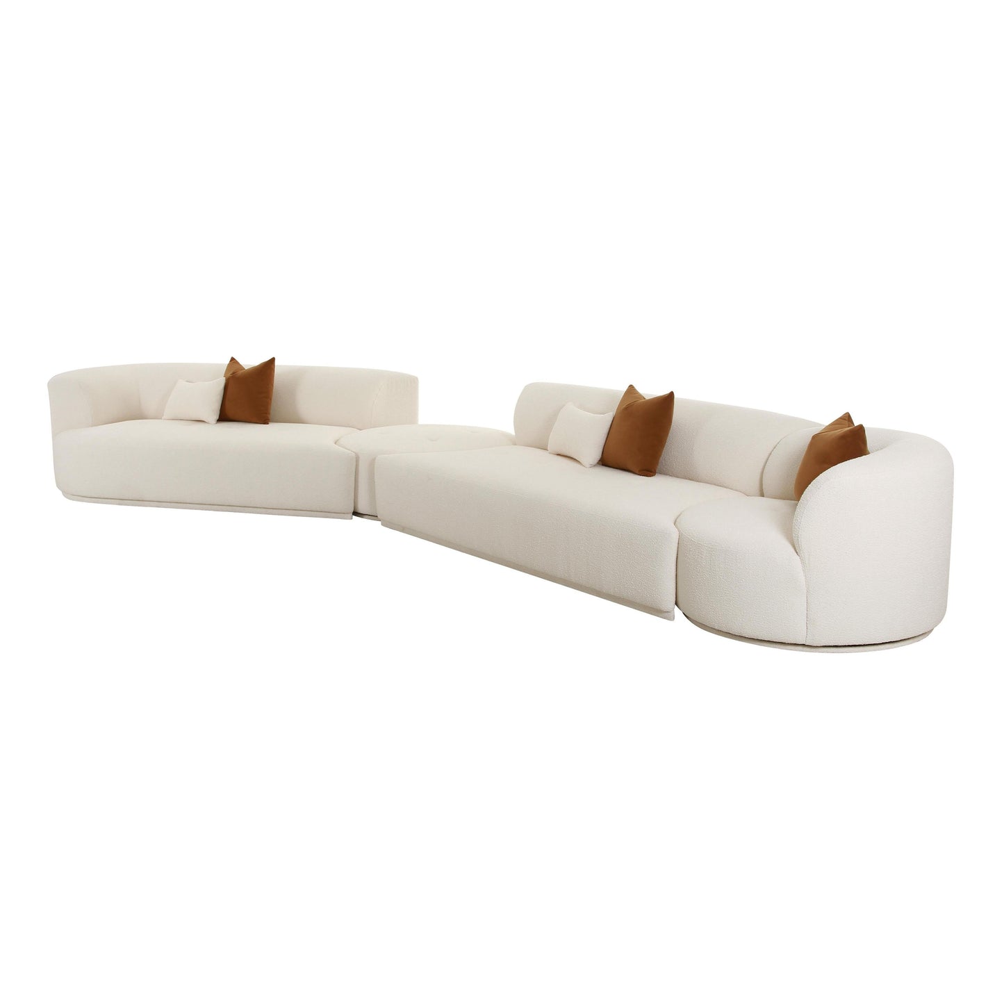 Fickle 4-Piece Cream Performance Boucle Modular Sectional - LAF