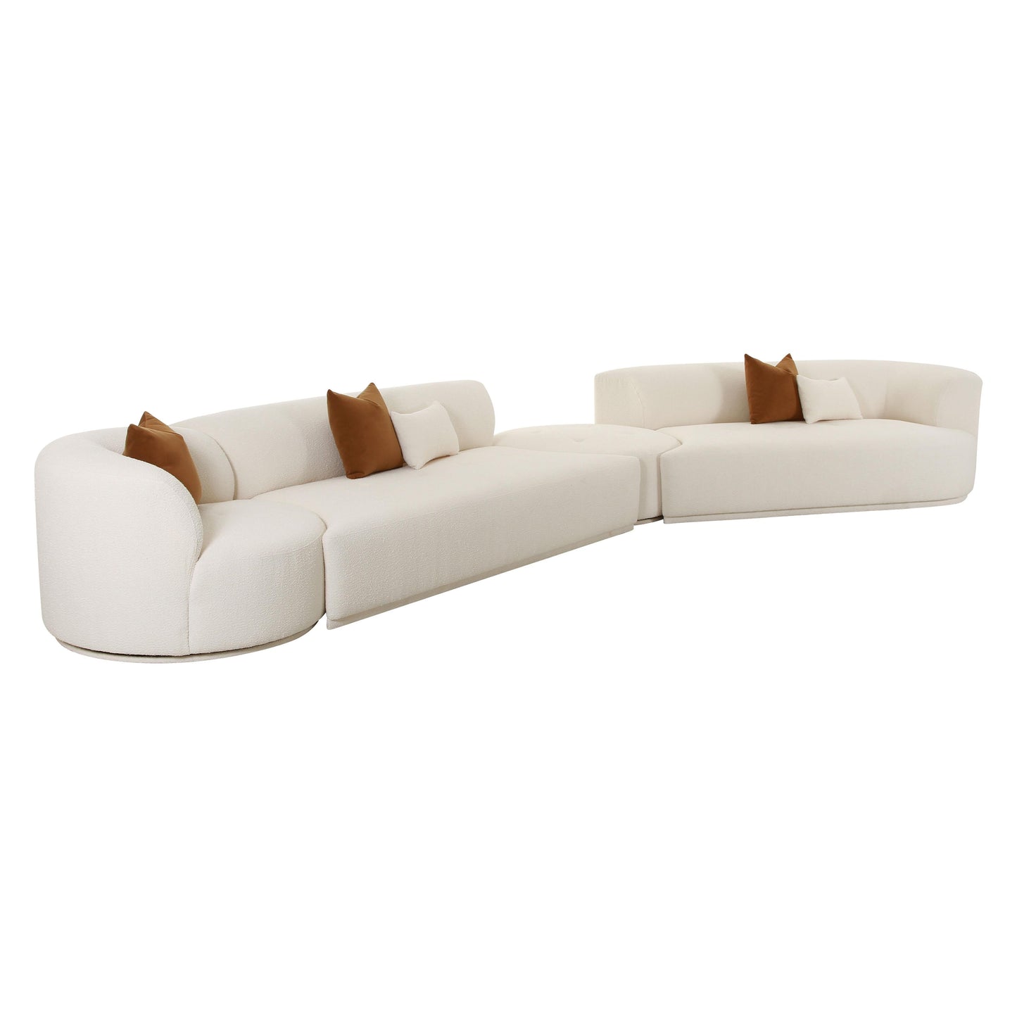 Fickle 4-Piece Cream Performance Boucle Modular Sectional - RAF