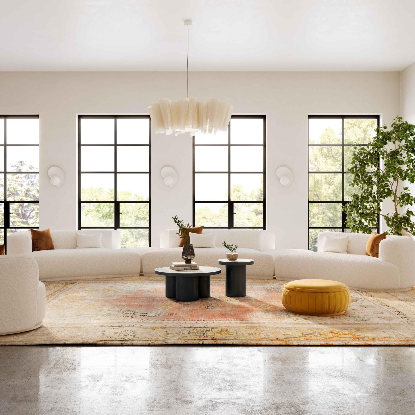 Fickle 5-Piece Cream Performance Boucle Modular Sectional