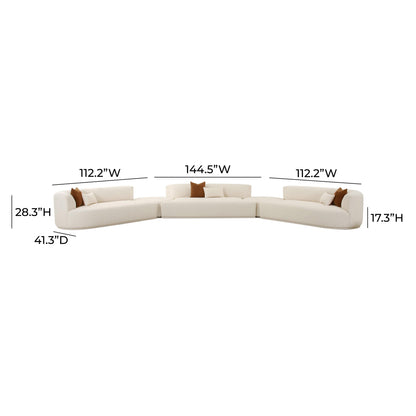 Fickle 5-Piece Cream Performance Boucle Modular Sectional