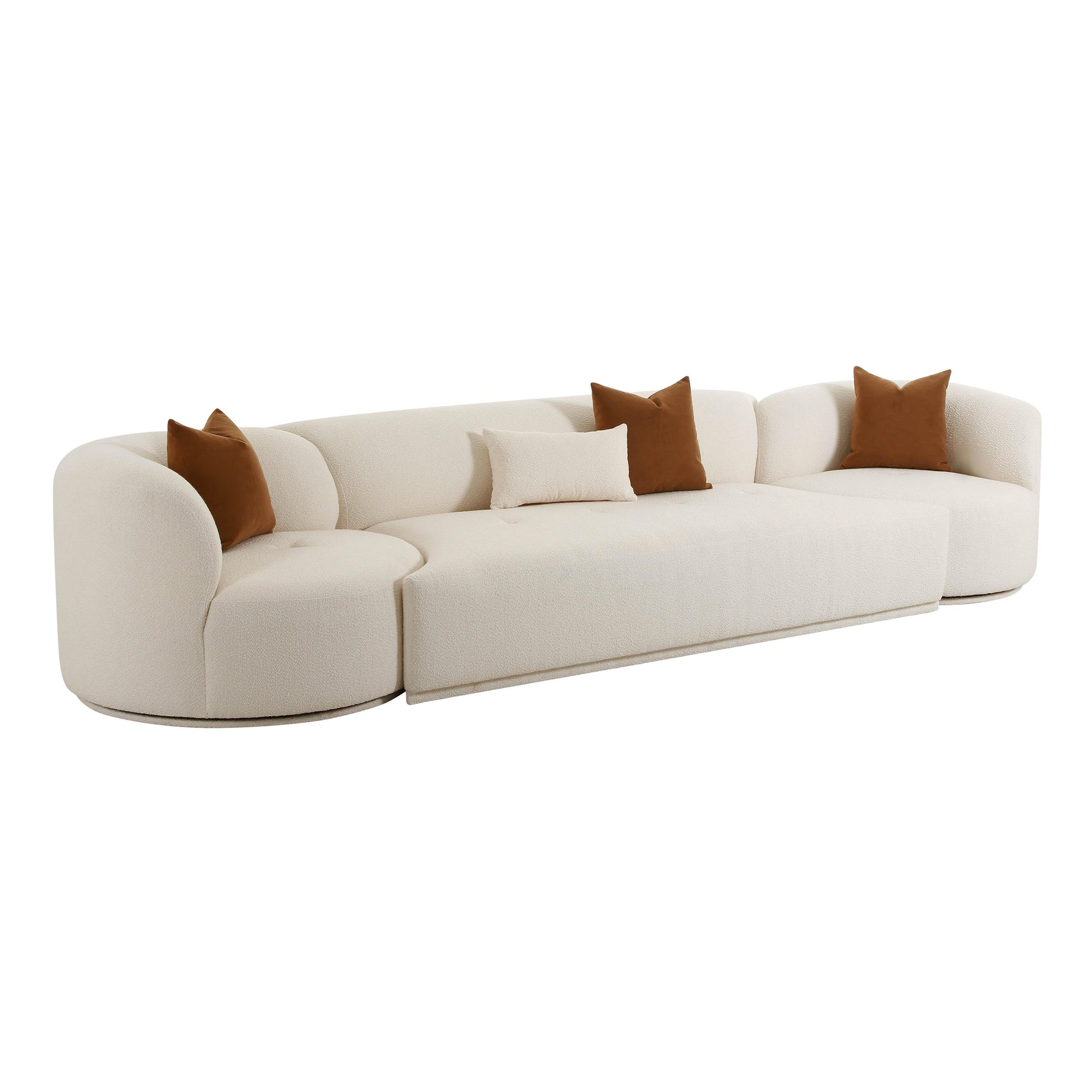 Fickle 144" 3-Piece Cream Performance Boucle Modular Sofa - Default Variant