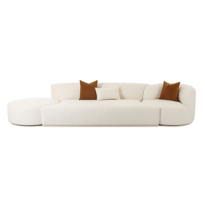 Fick 144" 3-Piece Cream Performance Boucle Chaise Modular Sofa