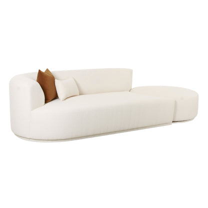 Fickle 112" 2-Piece Cream Performance Boucle Chaise Modular Sofa - LAF