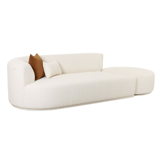 Fickle 112" 2-Piece Cream Performance Boucle Chaise Modular Sofa - LAF