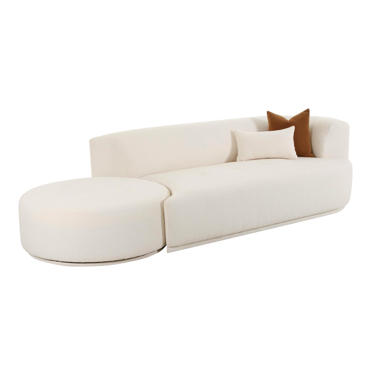 Fickle 112" 2-Piece Cream Performance Boucle Chaise Modular Sofa - RAF