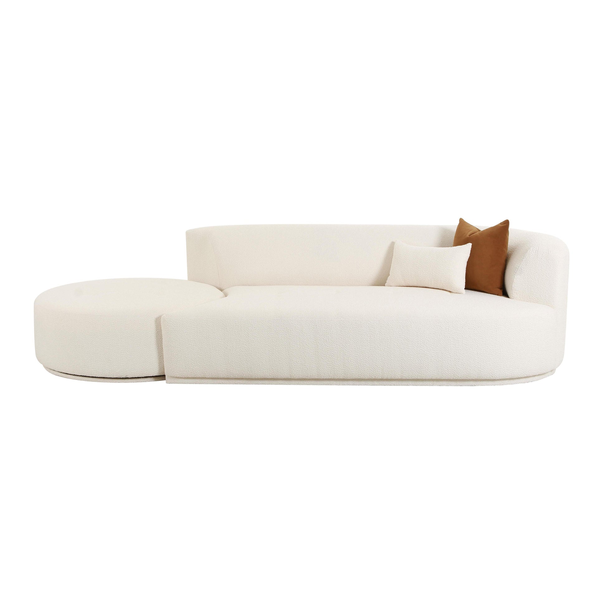 Fickle 112" 2-Piece Cream Performance Boucle Chaise Modular Sofa