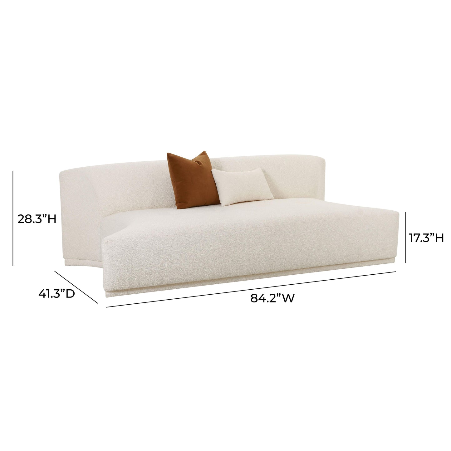 Fickle 84" Cream Performance Boucle Modular Armless Loveseat