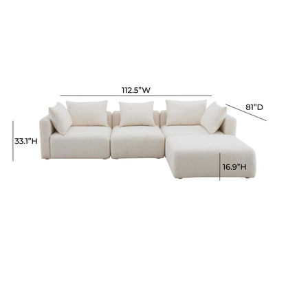 Hangover 4-Piece Cream Performance Boucle Modular Sectional