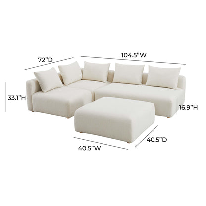 Hangover 4-Piece Cream Performance Boucle Modular Chaise Sectional