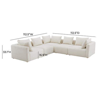 Hangover 5-Piece Cream Performance Boucle Modular L-Sectional